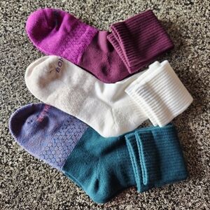 NEW Bombas Women's Marl Calf Cream,Teal, Burgundy Socks M (8 1\2-10), Set Of 3